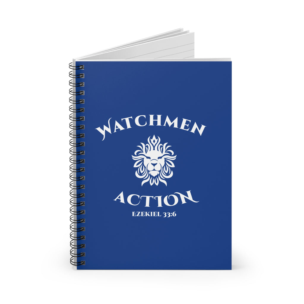 Watchmen Action Spiral Notebook — Ezekiel 33:6 Lion Design (Ruled)