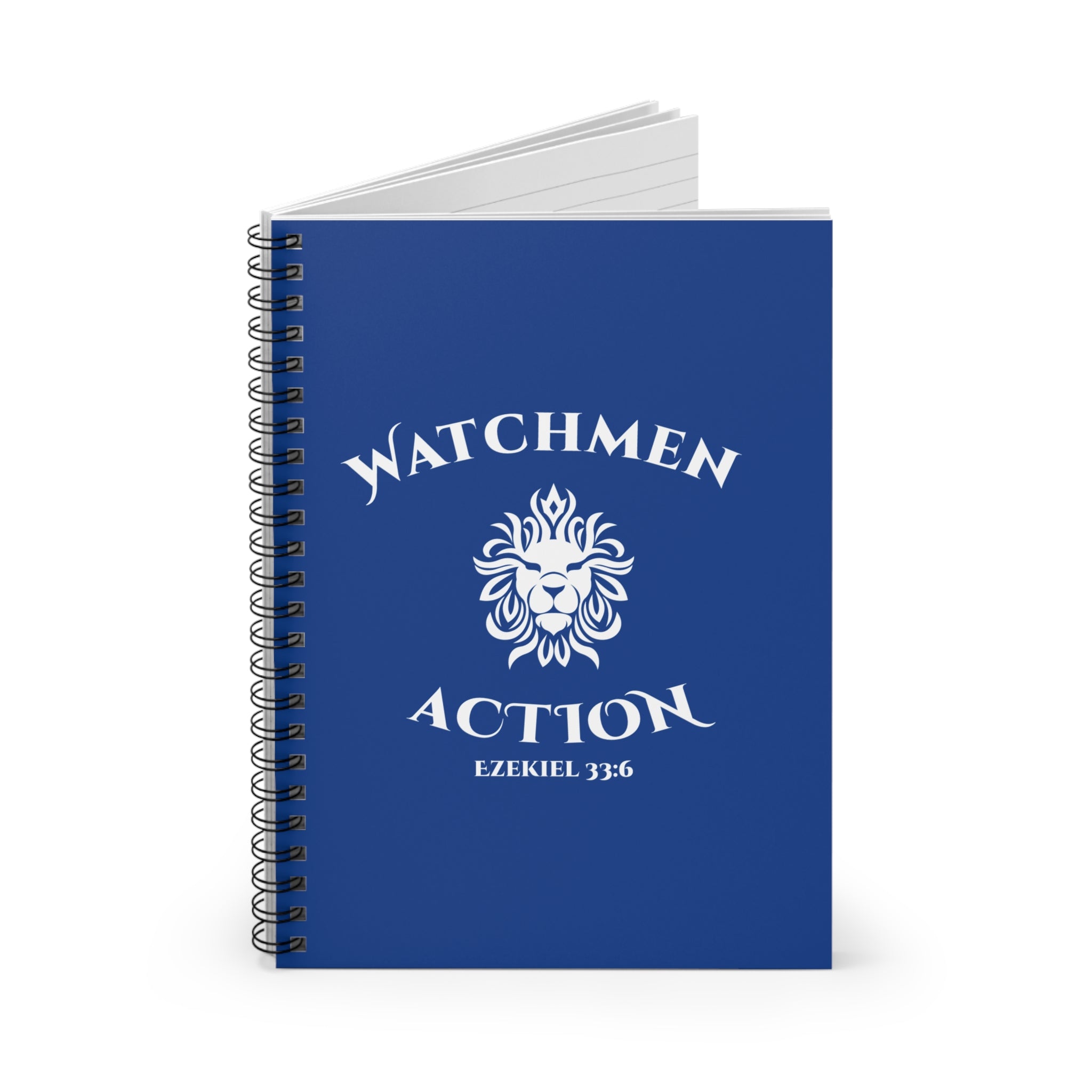 Watchmen Action Spiral Notebook — Ezekiel 33:6 Lion Design (Ruled)