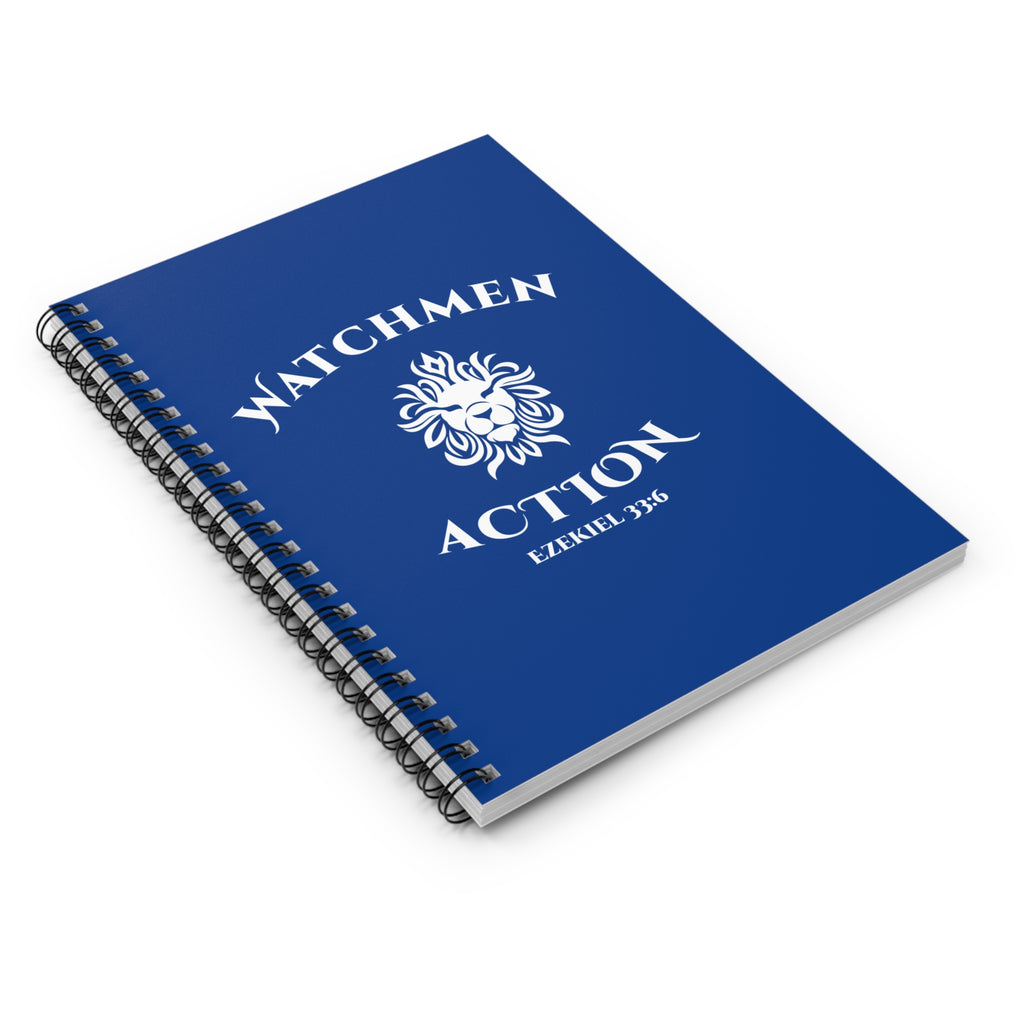 Watchmen Action Spiral Notebook — Ezekiel 33:6 Lion Design (Ruled)