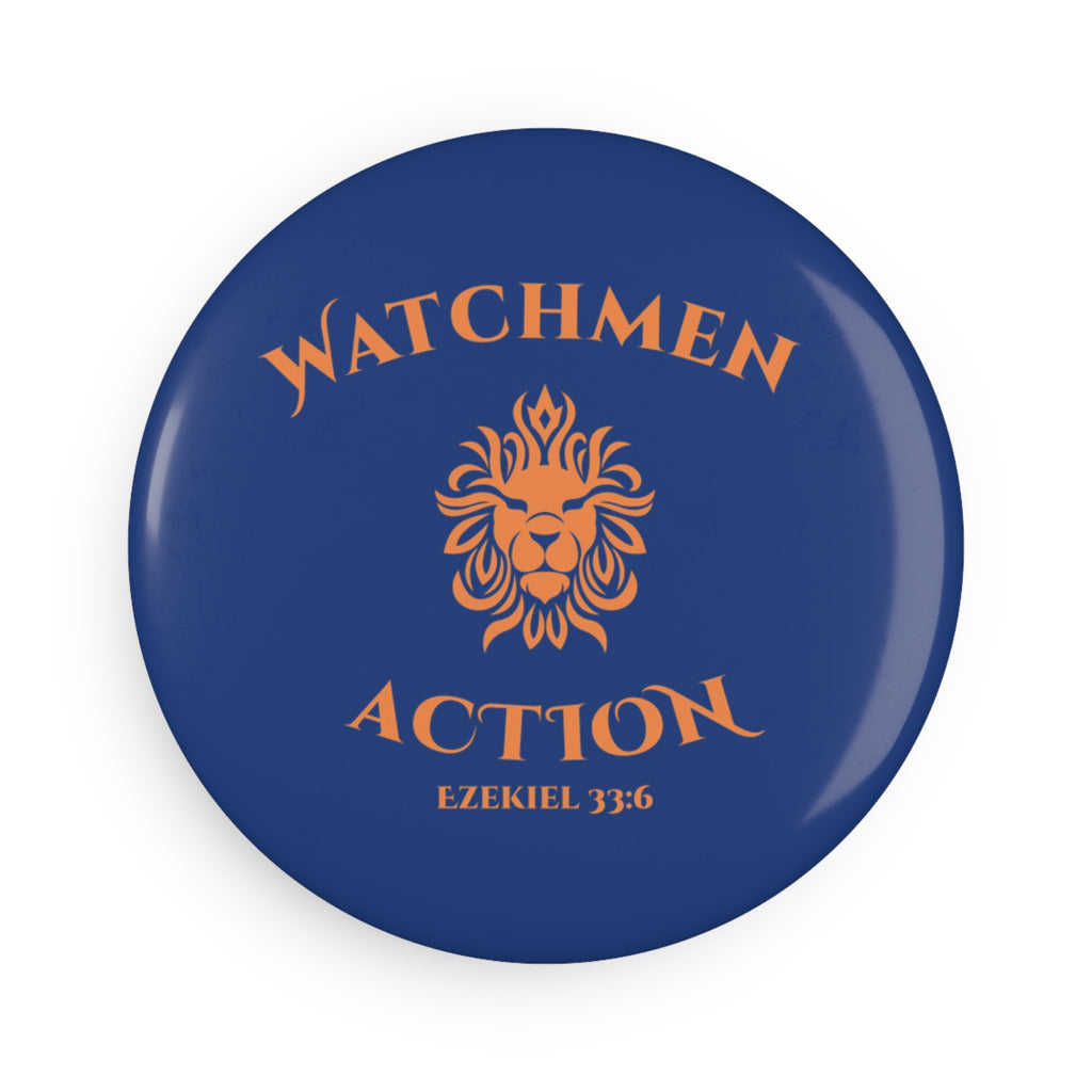 Watchmen Action Round Magnet – Lion Emblem, Ezekiel 33:6 - Inspirational Button!