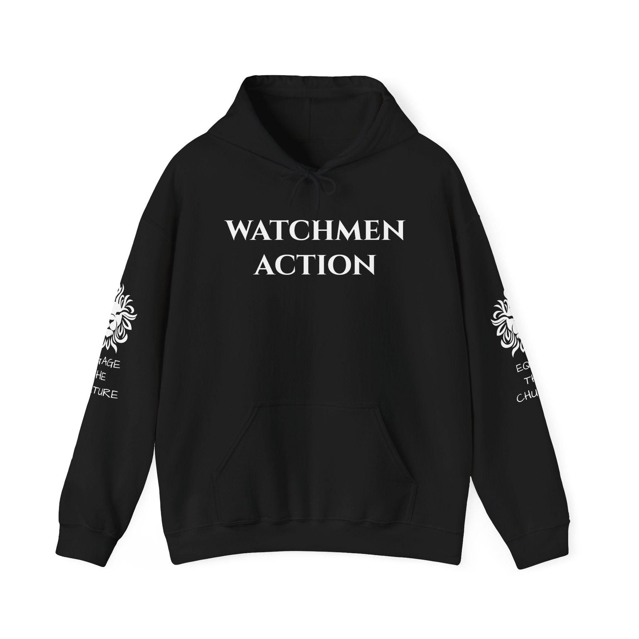 Watchmen Action Hoodie — "You + Courage = Action" Vintage Crest Graphic Sweatshirt