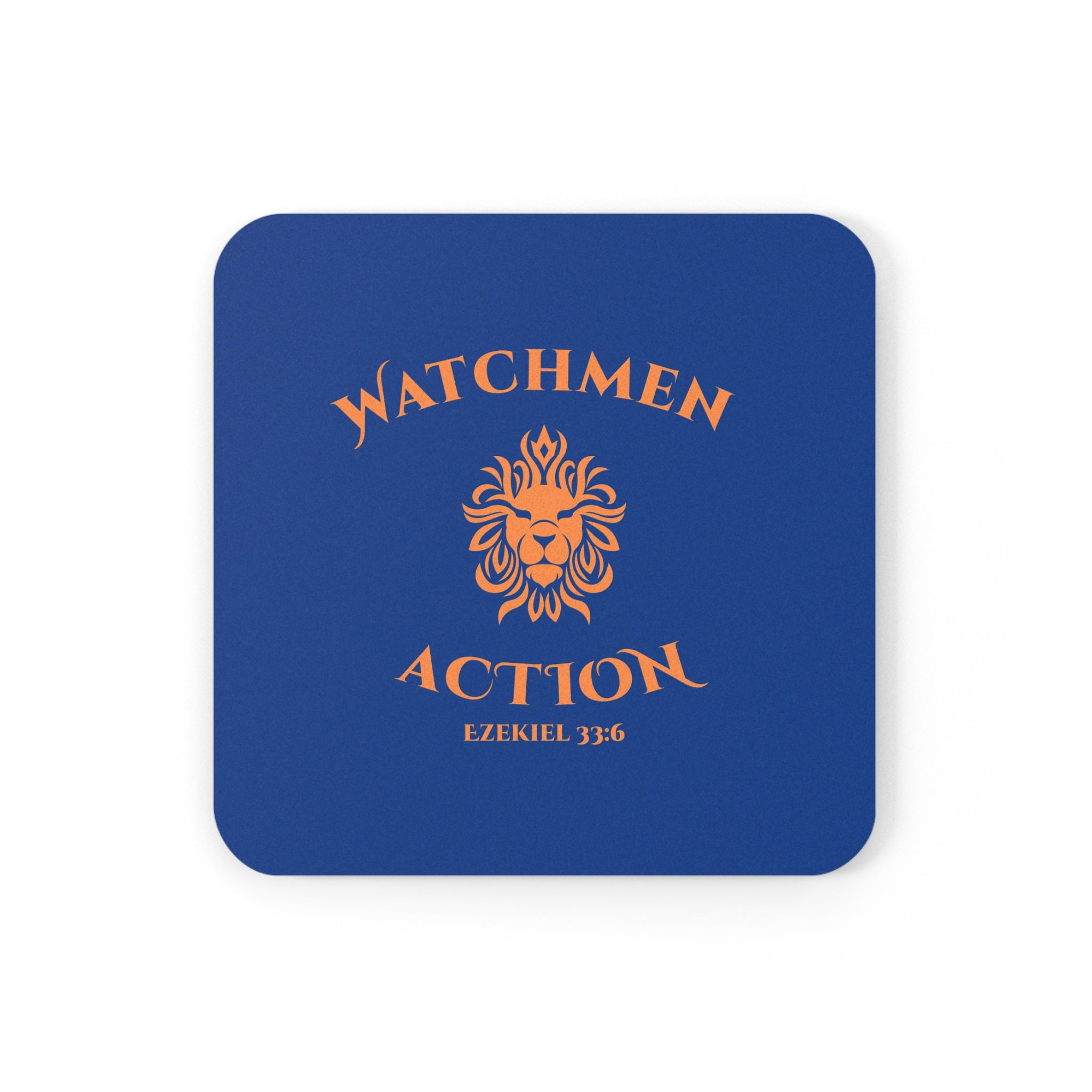 Watchmen Action Cork Coaster – Lion Crest Ezekiel 33:6 Drink Coaster
