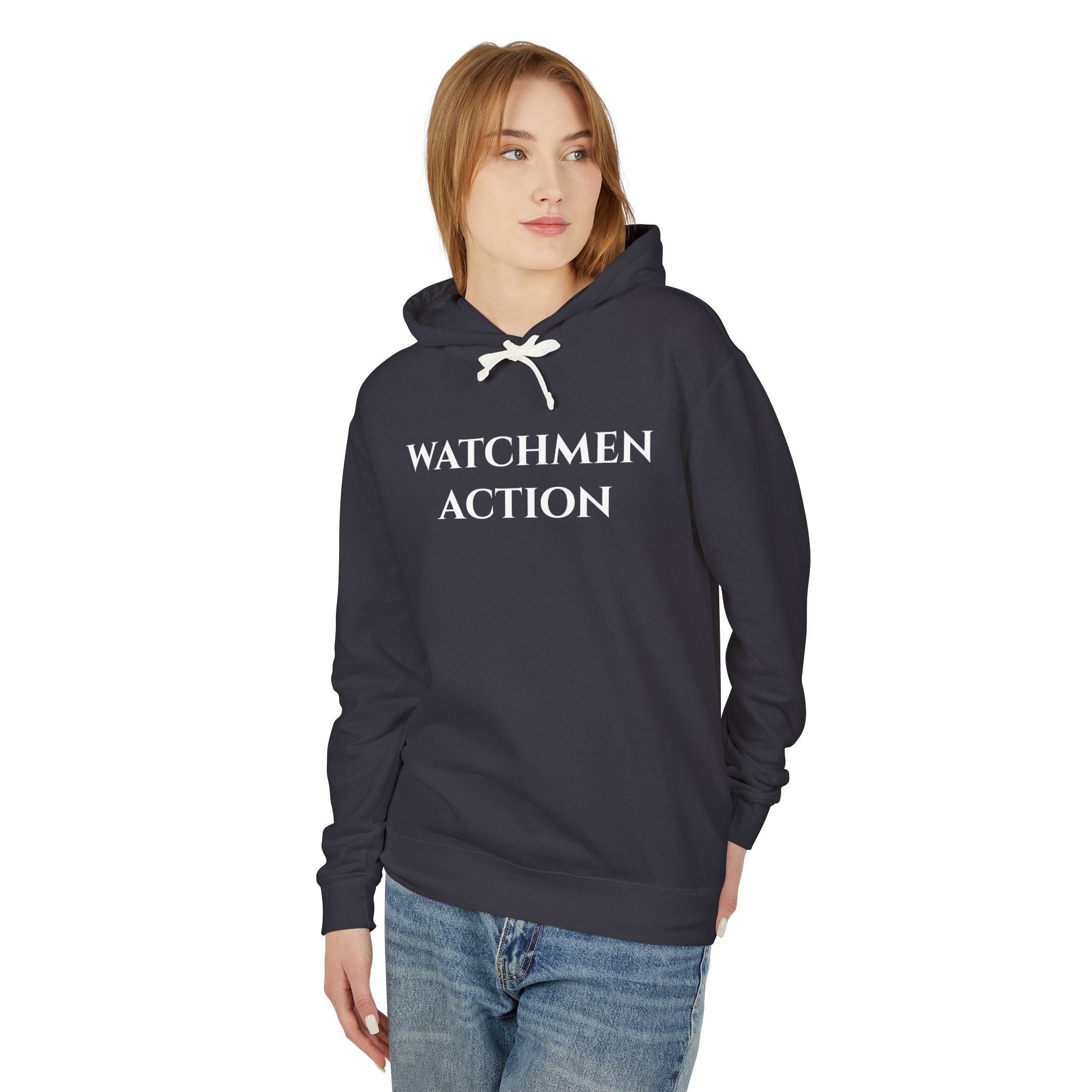 Watchmen Action Hoodie — Ladies "You + Courage = Action" (Ezekiel 33:6)