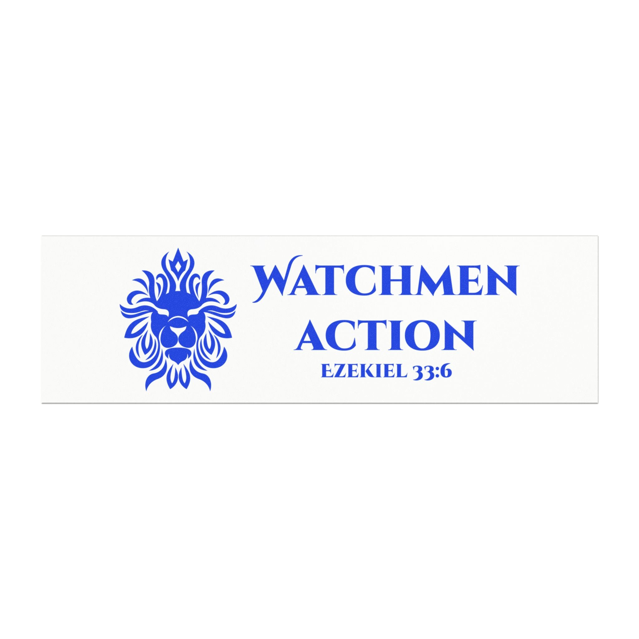 Watchmen Action Car Magnet — "Ezekiel 33:6" Blue Lion Bumper Sticker