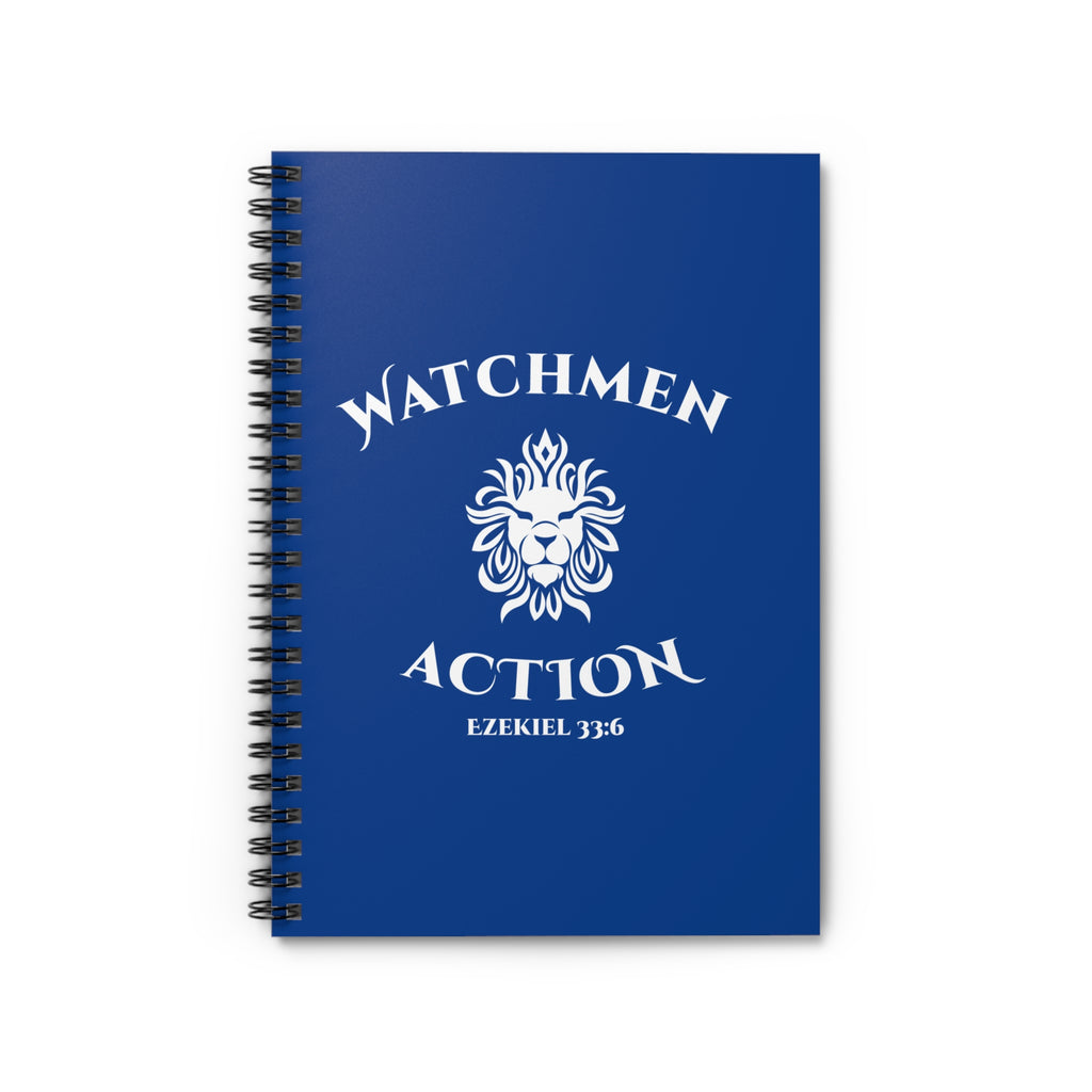 Watchmen Action Spiral Notebook — Ezekiel 33:6 Lion Design (Ruled)