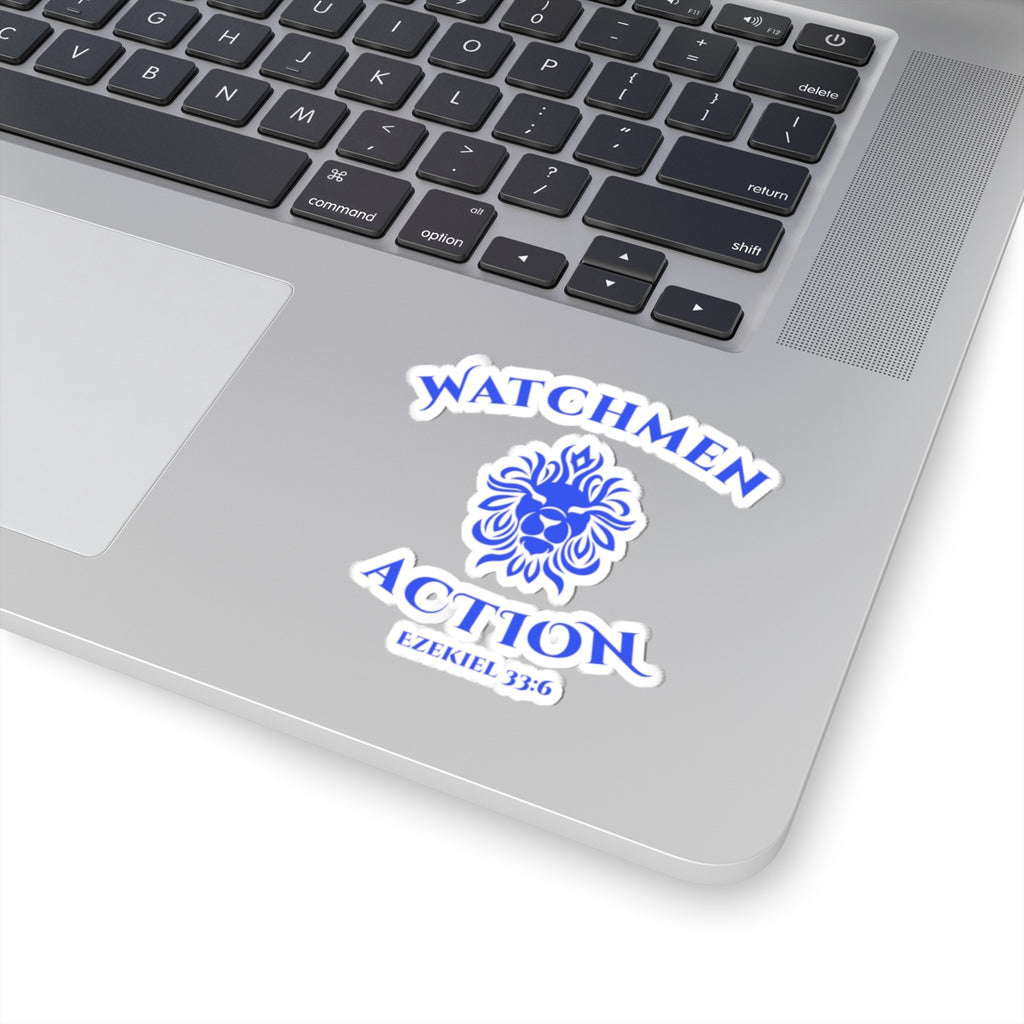 Watchmen Action Kiss-Cut Sticker – Lion Crest with "Ezekiel 33:6" (Religious Faith Sticker)