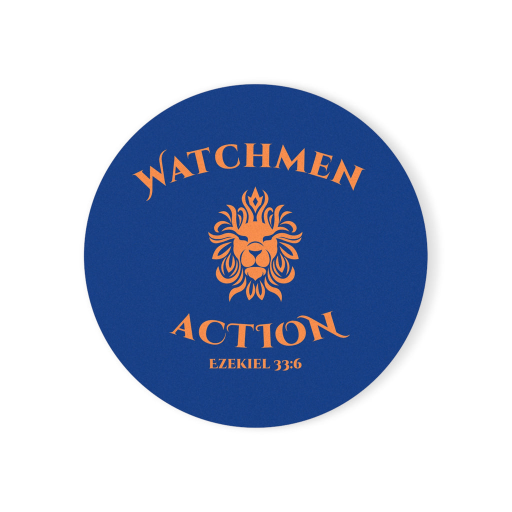 Watchmen Action Cork Coaster – Lion Crest Ezekiel 33:6 Drink Coaster