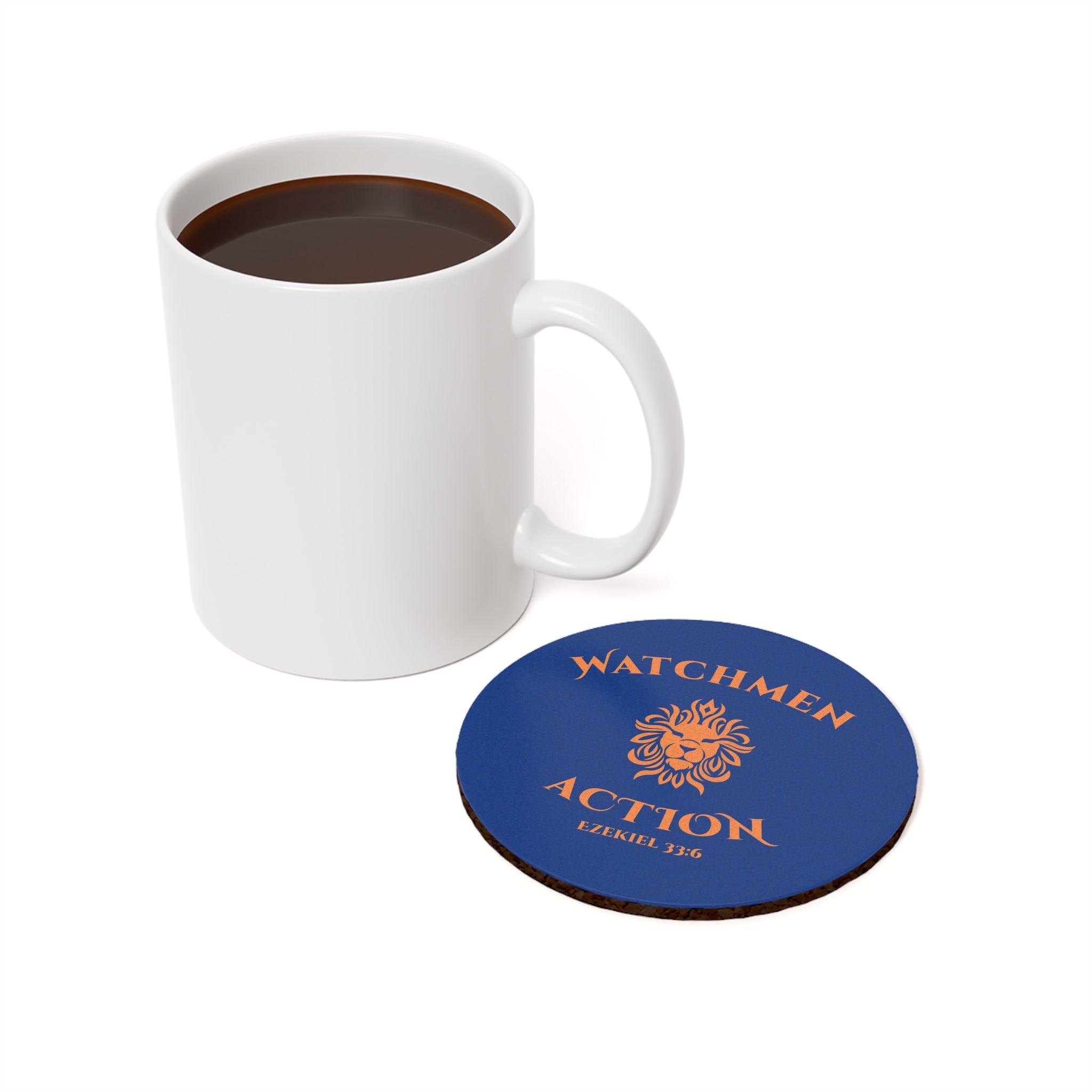 Watchmen Action Cork Coaster – Lion Crest Ezekiel 33:6 Drink Coaster