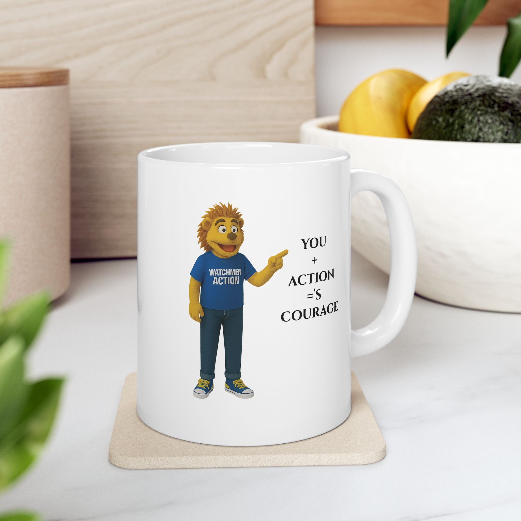 "You + Action = Courage" Inspirational Coffee Cup (11oz/15oz)