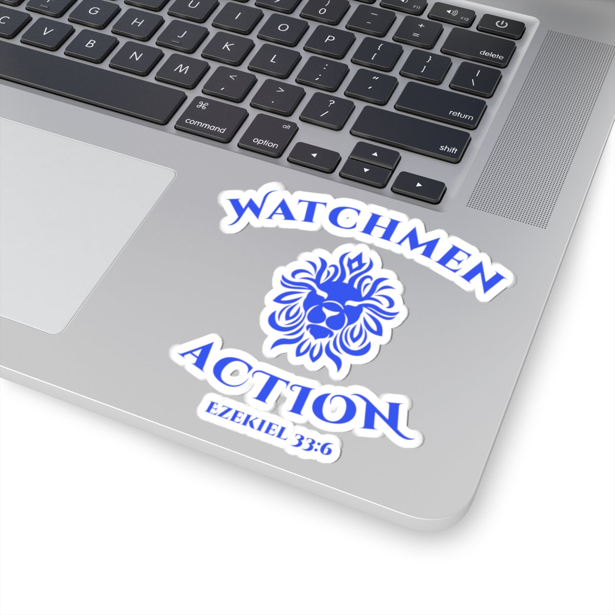 Watchmen Action Kiss-Cut Sticker – Lion Crest with "Ezekiel 33:6" (Religious Faith Sticker)